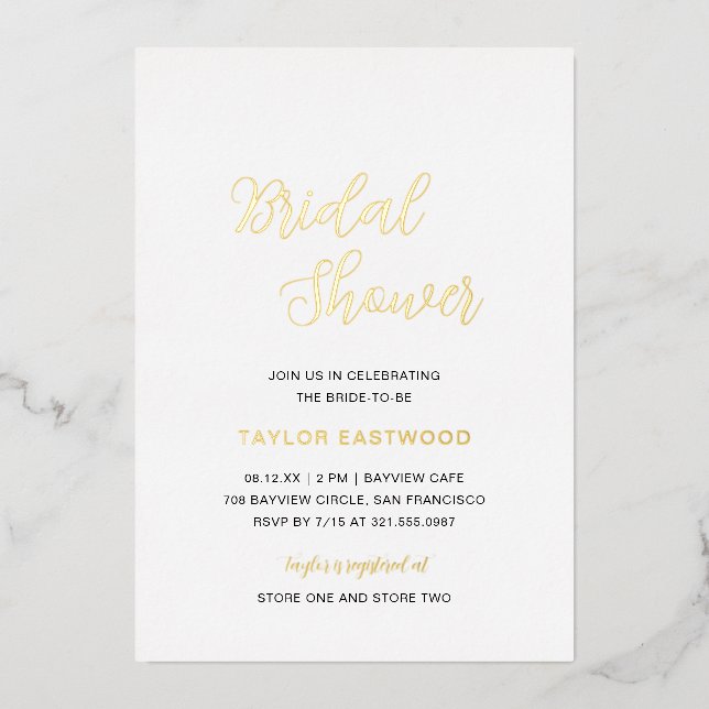 Simple Modern Elegant Bridal Shower Gold (Front)