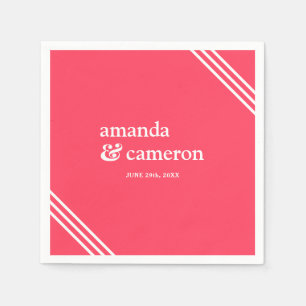 Simple Modern Elegant Bright Coral Wedding Napkin