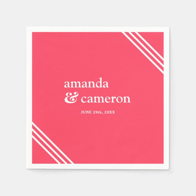 Simple Modern Elegant Bright Coral Wedding Napkin (Front)