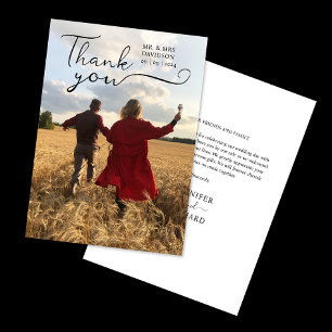 Simple Modern Elegant Calligraphy Gratitude Photo  Thank You Card