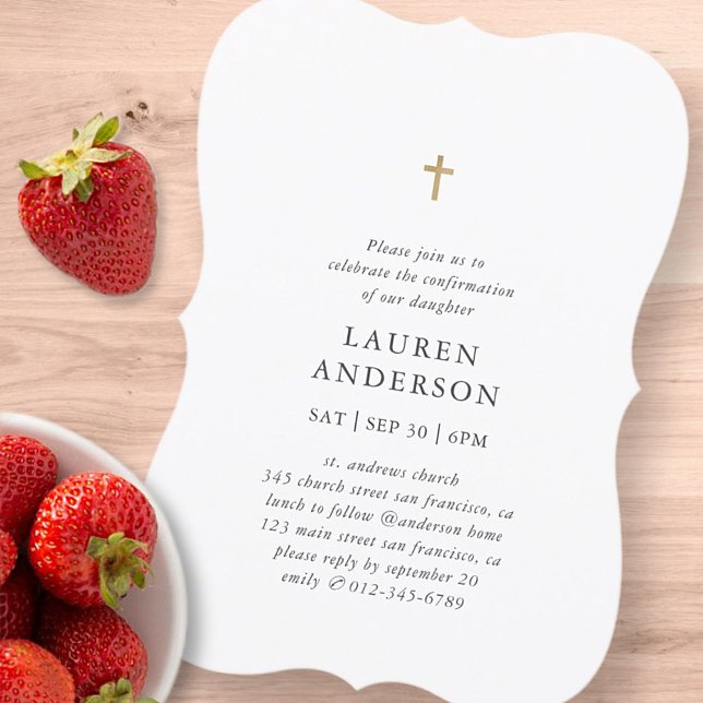 Simple Modern Elegant Chic Cross Confirmation Invitation (Creator Uploaded)