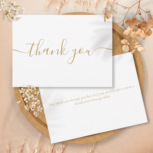 Simple Modern Elegant Chic Gold Script Thank You Card (Simple Modern Elegant Chic Gold Script Thank You Card)