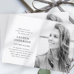 Simple Modern Elegant Chic Photo Baby Shower Invitation