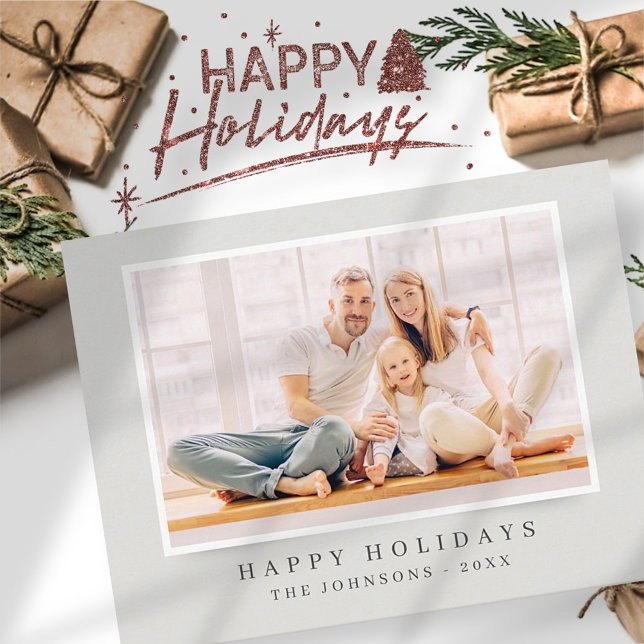 Simple Modern Elegant Christmas Custom Photo Holiday Card (Creator Uploaded)