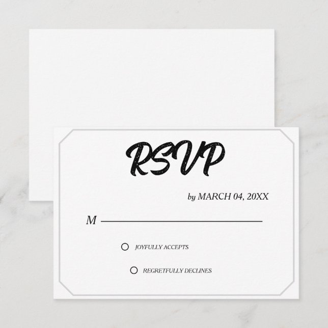 Simple Modern Elegant Classic Wedding RSVP Card (Front/Back)
