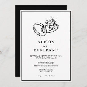 Simple Modern elegant couple ring wedding  Invitation