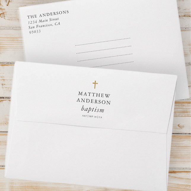 Simple Modern Elegant Cross Baby Baptism Envelope (Creator Uploaded)
