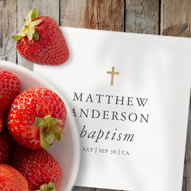 Simple Modern Elegant Cross Baby Baptism Napkin (Creator Uploaded)
