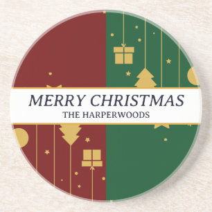 Simple Modern Elegant Decorative Christmas Family Coaster