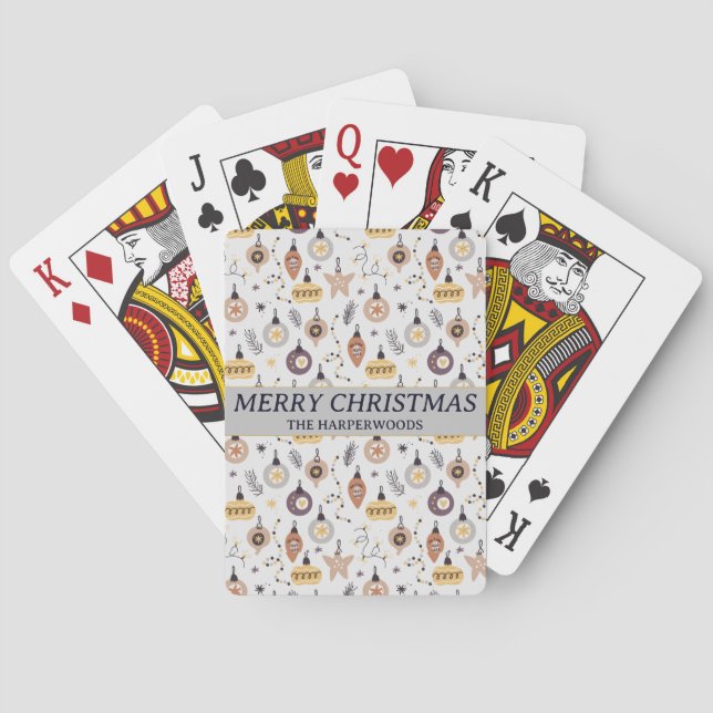 Simple Modern Elegant Decorative Christmas Family Playing Cards (Back)