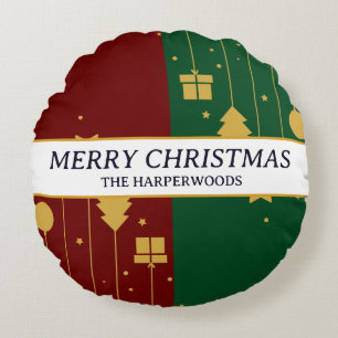 Simple Modern Elegant Decorative Christmas Family Round Cushion