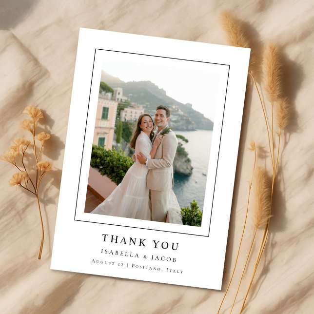 Simple Modern Elegant Destination Wedding Photo Thank You Card (Creator Uploaded)