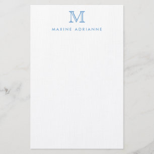 Simple Modern Elegant Dusty Blue Monogram Initial Stationery