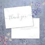 Simple Modern Elegant Dusty Blue Script Thank You Card<br><div class="desc">Simple modern elegant dusty blue script thank you card. You can personalise with your own thank you message on the reverse or if you would prefer to add your own handwritten message simply delete the text. A perfect way to say thank you! Designed by Thisisnotme©</div>