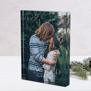 Simple Modern Elegant Engaged Photo Christmas