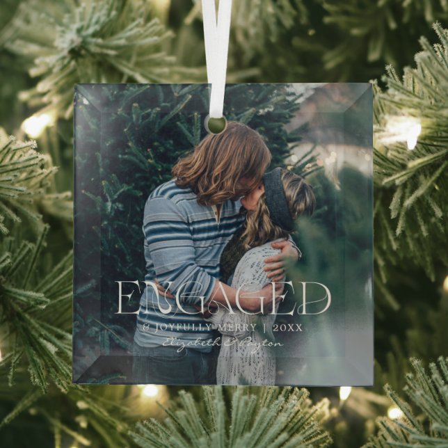 Simple Modern Elegant Engaged Photo | Christmas Glass Tree Decoration (Insitu)