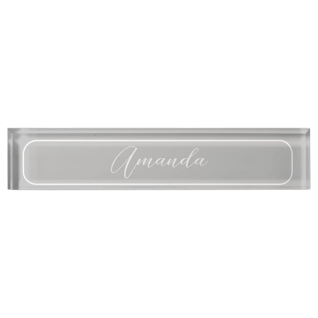 Simple Modern elegant executive professional grey Nameplate (Front)