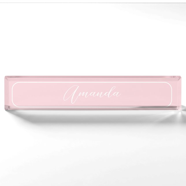 Simple Modern elegant executive professional pink Nameplate (Front)
