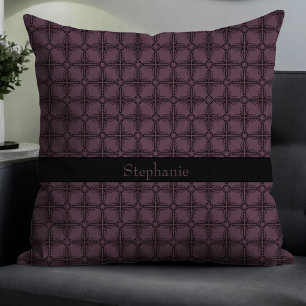 Simple Modern Elegant Floral Monogram Plum Cushion