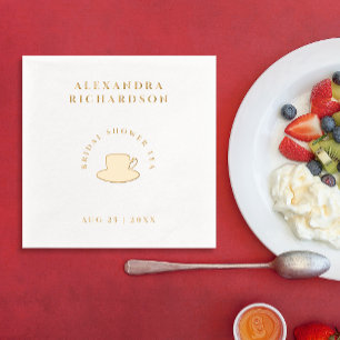 Simple Modern Elegant Gold Bridal Shower Tea Party Foil Napkins