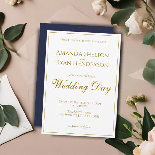 Simple Modern Elegant Golden Script Wedding Invitation