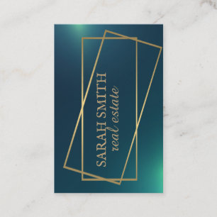 Simple Modern  Elegant Green Golden Real Estate Business Card