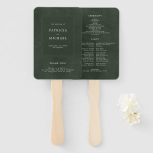 Simple modern elegant green wedding program hand fan