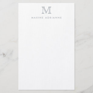 Simple Modern Elegant Light Silver Grey Monogram Stationery