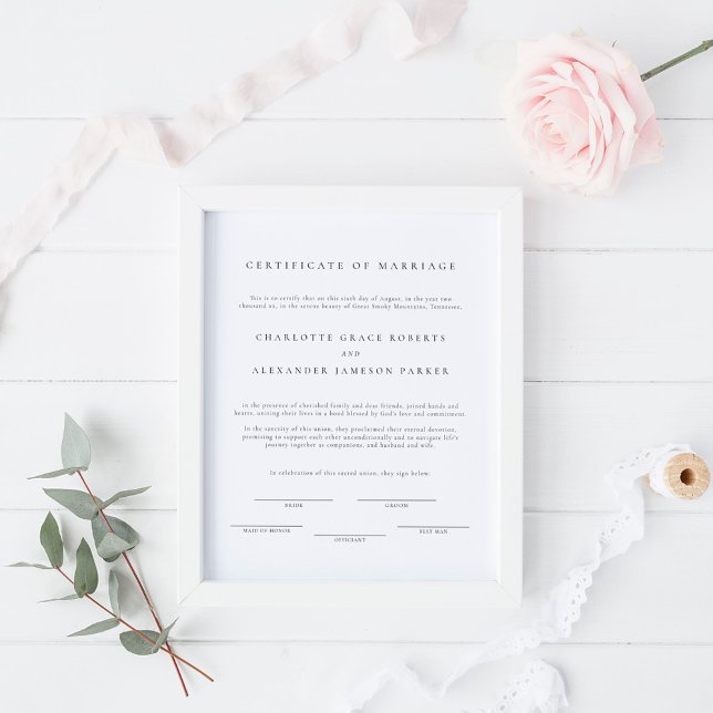 Simple Modern Elegant Marriage Certificate Poster (Creator Uploaded)
