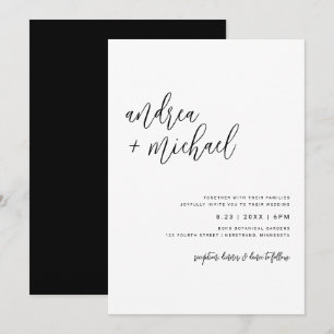 Simple Modern Elegant Minimalist Script Wedding Invitation