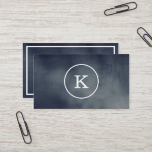 Simple Modern Elegant Monogram Black Chalkboard Business Card