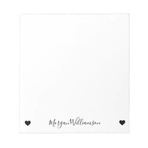 Simple Modern Elegant Name Heart Notepad