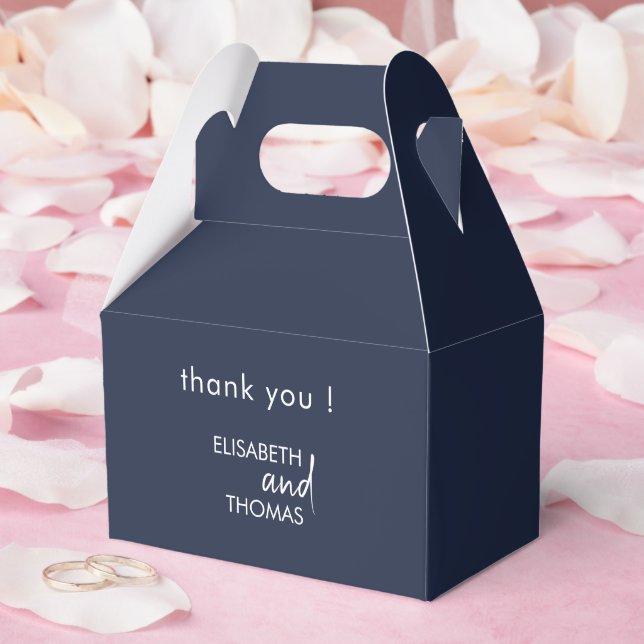 Simple modern elegant navy blue favour box (Wedding)