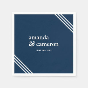 Simple Modern Elegant Navy Blue Wedding Napkin