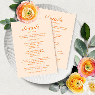 Simple Modern Elegant Patel Peach Wedding Detail Enclosure Card