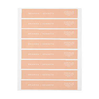 Simple Modern Elegant Peach Wedding Wrap Around Label