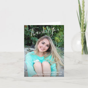 Simple Modern Elegant Photo Graduation  Thank You Card