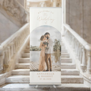 Simple Modern Elegant Photo Welcome Wedding Retractable Banner