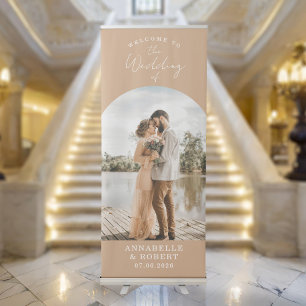 Simple Modern Elegant Photo Welcome Wedding Retractable Banner