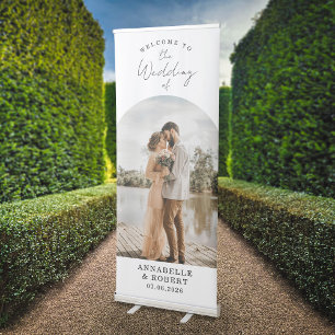 Simple Modern Elegant Photo Welcome Wedding Retractable Banner