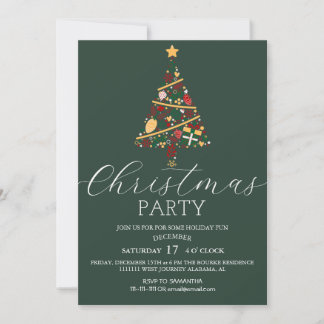 Simple Modern Elegant Script Christmas Party Invitation