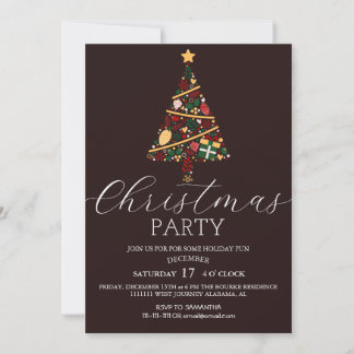 Simple Modern Elegant Script Christmas Party Invitation