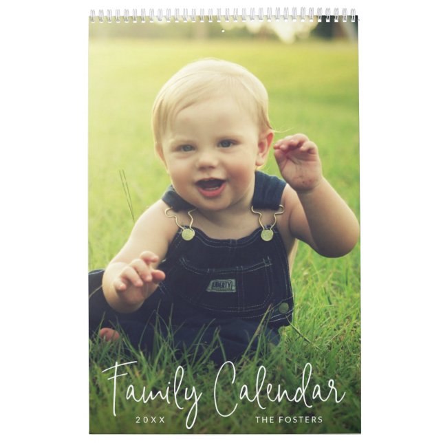 Simple Modern Elegant Script Family Photo Calendar (Cover)