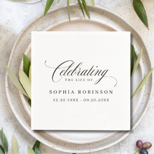 Simple Modern Elegant Script Funeral Memorial  Napkin