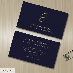 Simple Modern Elegant Script Monogram Business Card