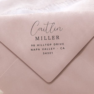 Simple Modern Elegant Script Name Return Address Rubber Stamp