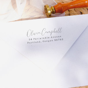 Simple Modern Elegant Script Name Return Address Rubber Stamp