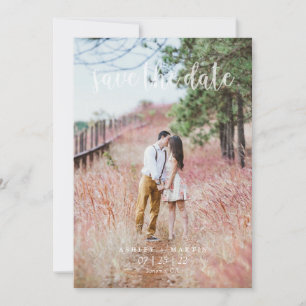 Simple modern elegant scripted custom photo save the date