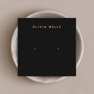 Simple Modern Elegant Square Black Earring Display Business Card