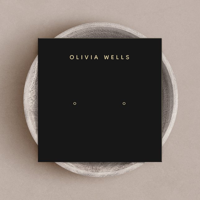 Simple Modern Elegant Square Black Earring Display Business Card (Creator Uploaded)
